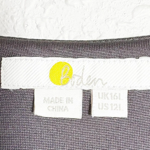 Boden Graphite Gray Opulent Leaf Print Long Sleeve Smocked V Neck Maxi Dress 12L - Picture 10 of 12